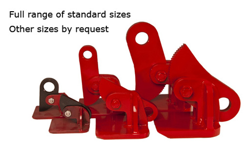 horizontal lifting clamps in various sizes